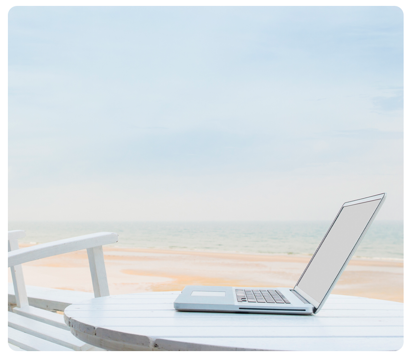laptop at the beach