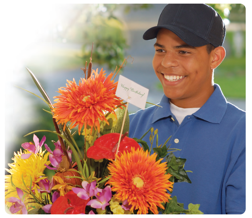 man delivering flowers